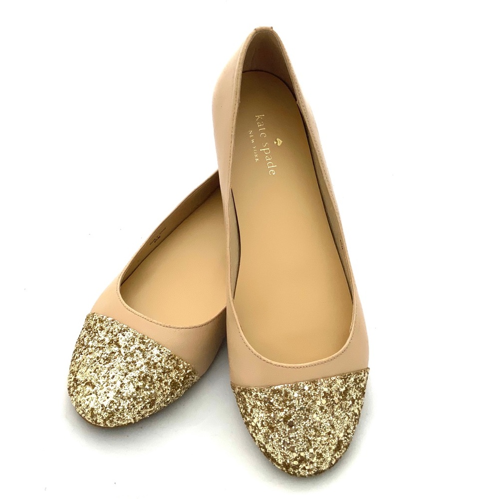 Kate Spade Leather Flats in Beige Size 8.5
